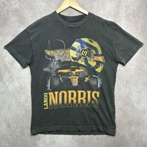 McLaren Lando Norris F1 Formula 1 Racing Graphic T-Shirt Washed Black L
